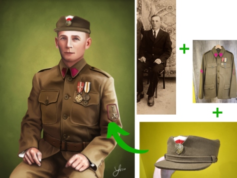 Kombiniertes Porträt Soldat